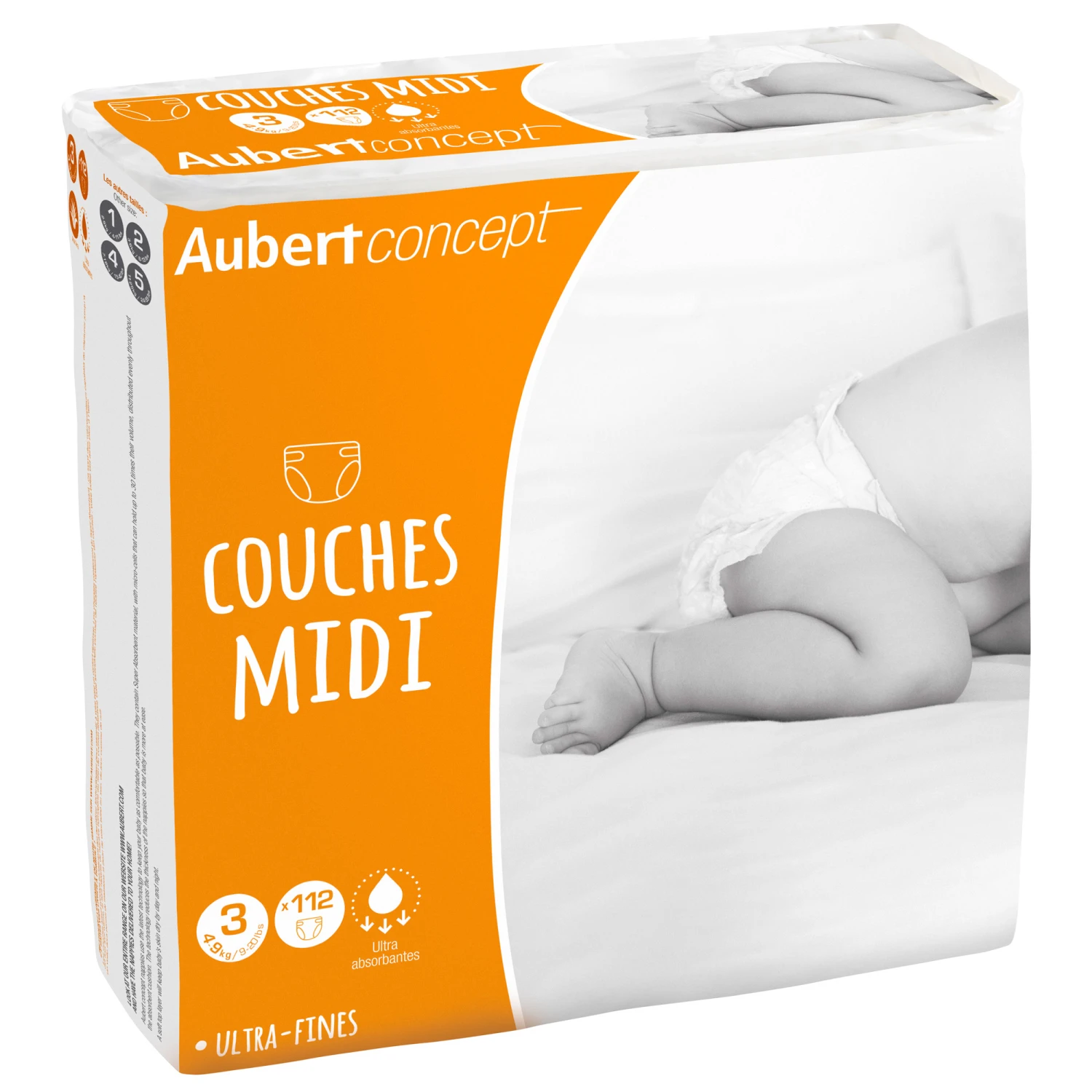 Couches Midi T3 (4-9kg) Pack De 112 De Aubert Concept 1 Couches Midi T3 (4-9kg) Pack De 112 De Aubert Concept