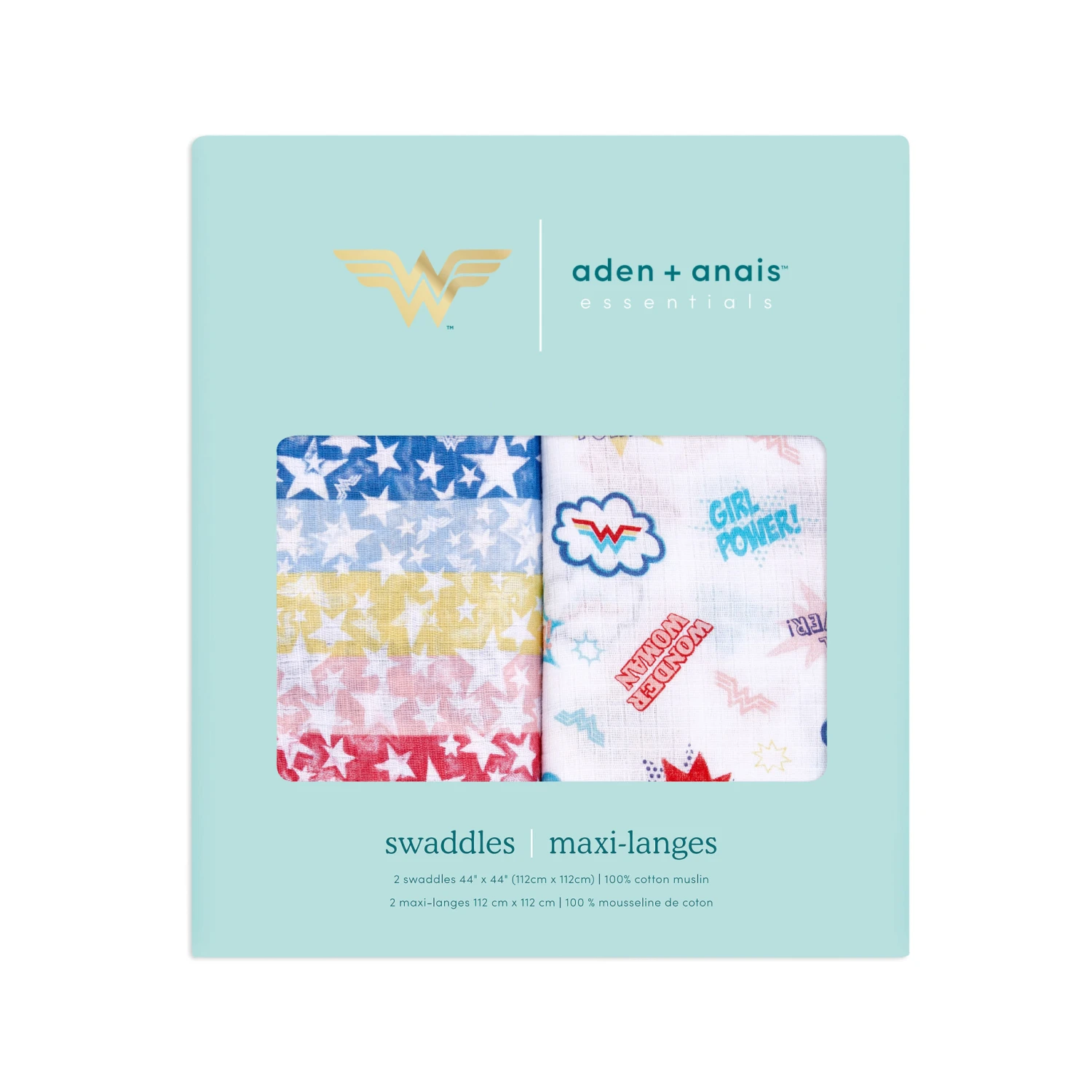 Lot De 2 Maxi Langes Wonder Woman De Aden + Anais Essentials 4 Lot De 2 Maxi Langes Wonder Woman De Aden + Anais Essentials – Image 4