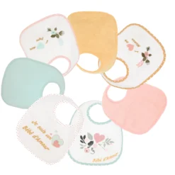 Lot De 7 Bavoirs Naissance Baby Love Fille De Trois Kilos Sept