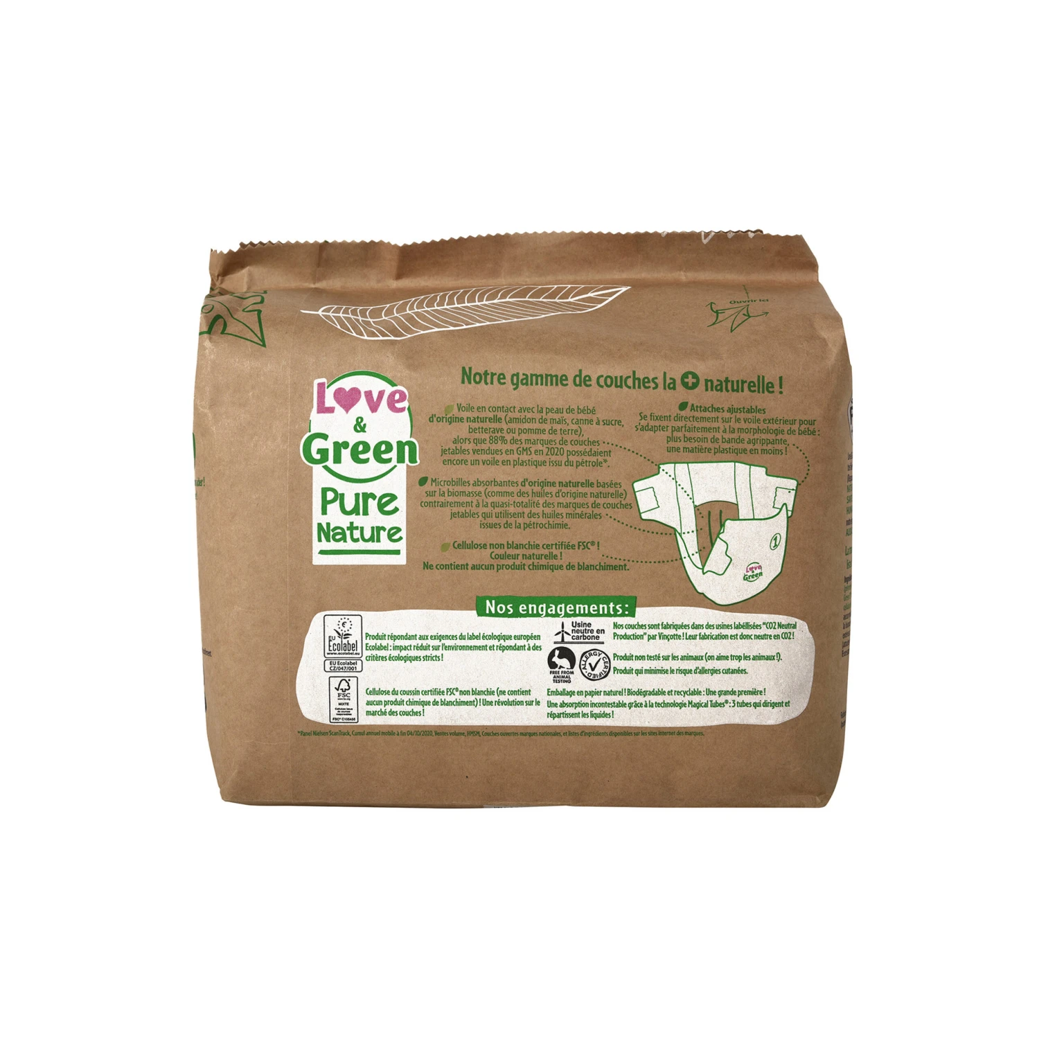 Couches écologiques Pure Nature Eco Label T1 De Love & Green 2 Couches écologiques Pure Nature Eco Label T1 De Love & Green – Image 2