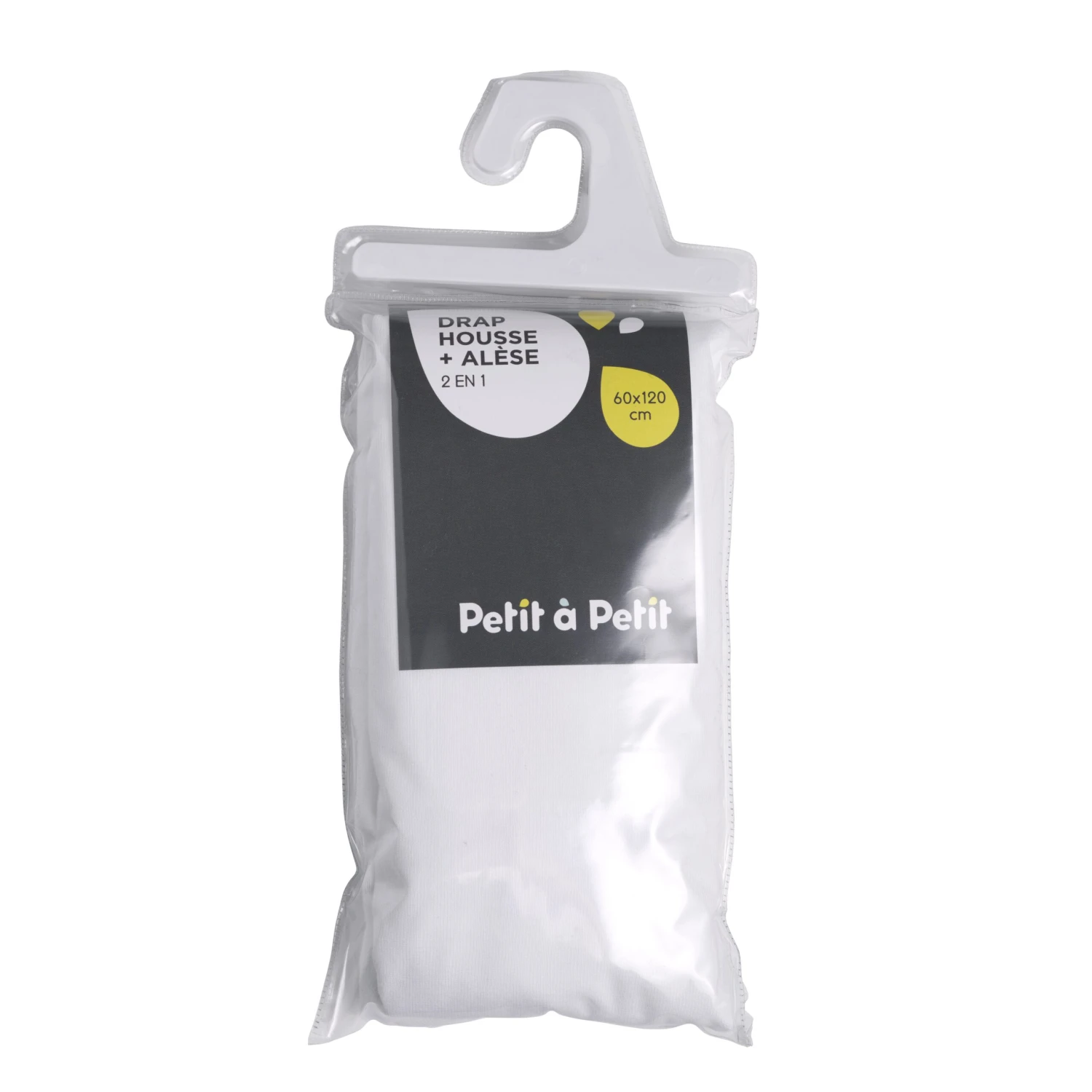 Drap Housse + Alèse 2-en-1 Blanc 60 X 120 Cm De Petit à Petit 1 Drap Housse + Alèse 2-en-1 Blanc 60 X 120 Cm De Petit à Petit