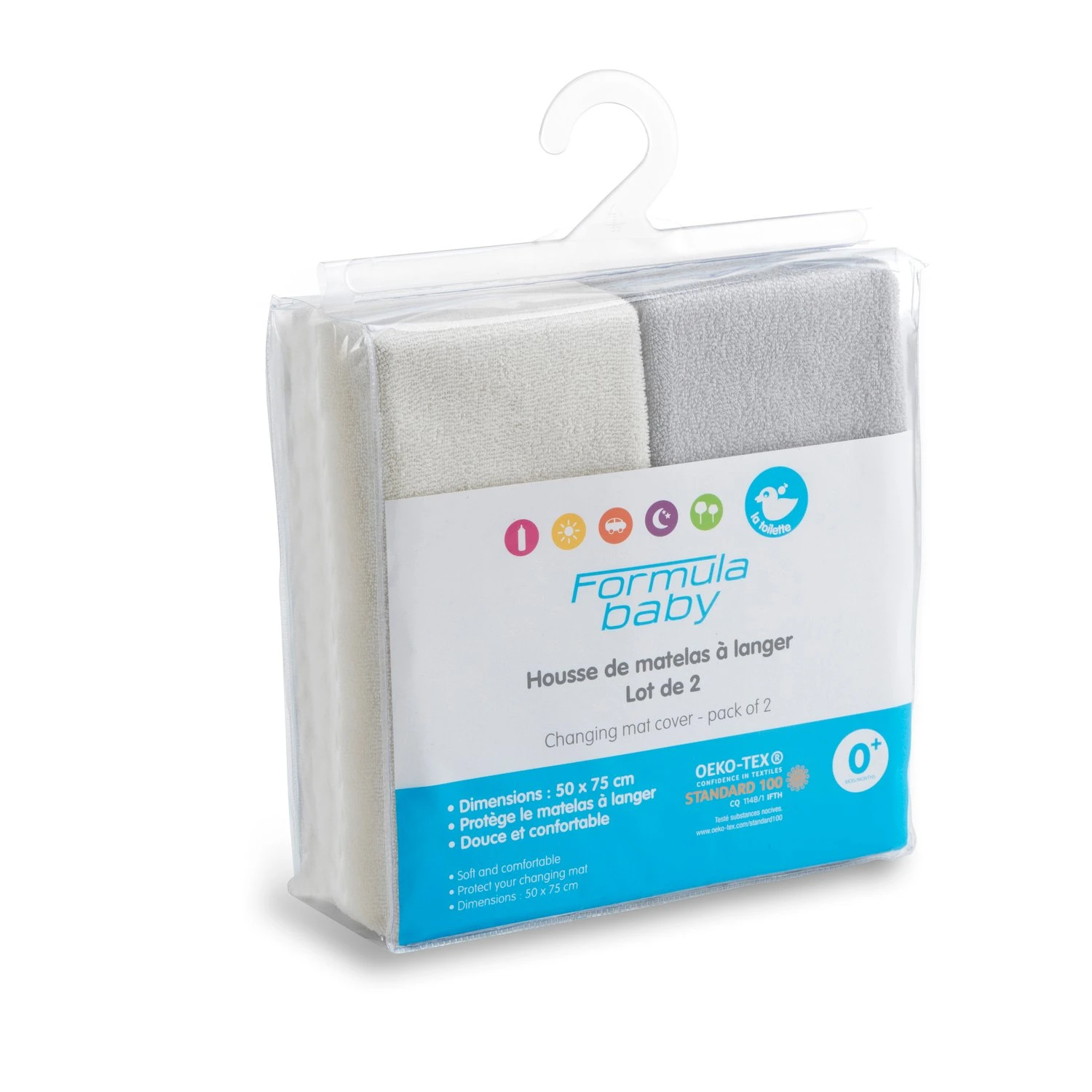 Lot De 2 Housse à Matelas à Langer Ecru/Perle De Formula Baby 1 Lot De 2 Housse à Matelas à Langer Ecru/Perle De Formula Baby