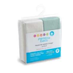Lot De 2 Housse à Matelas à Langer Ecru/Vert Gris De Formula Baby