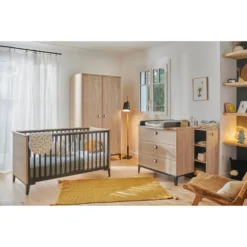 Marcel Commode 3 Tiroirs Chêne Blond/Noir De Galipette -CYBEX || Beaba || Stokke Soldes Boutique 01170603 3 scaled