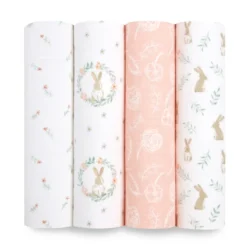 Lot De 4 Maxi-Langes Mousseline Blushing Bunnies De Aden + Anais Essentials