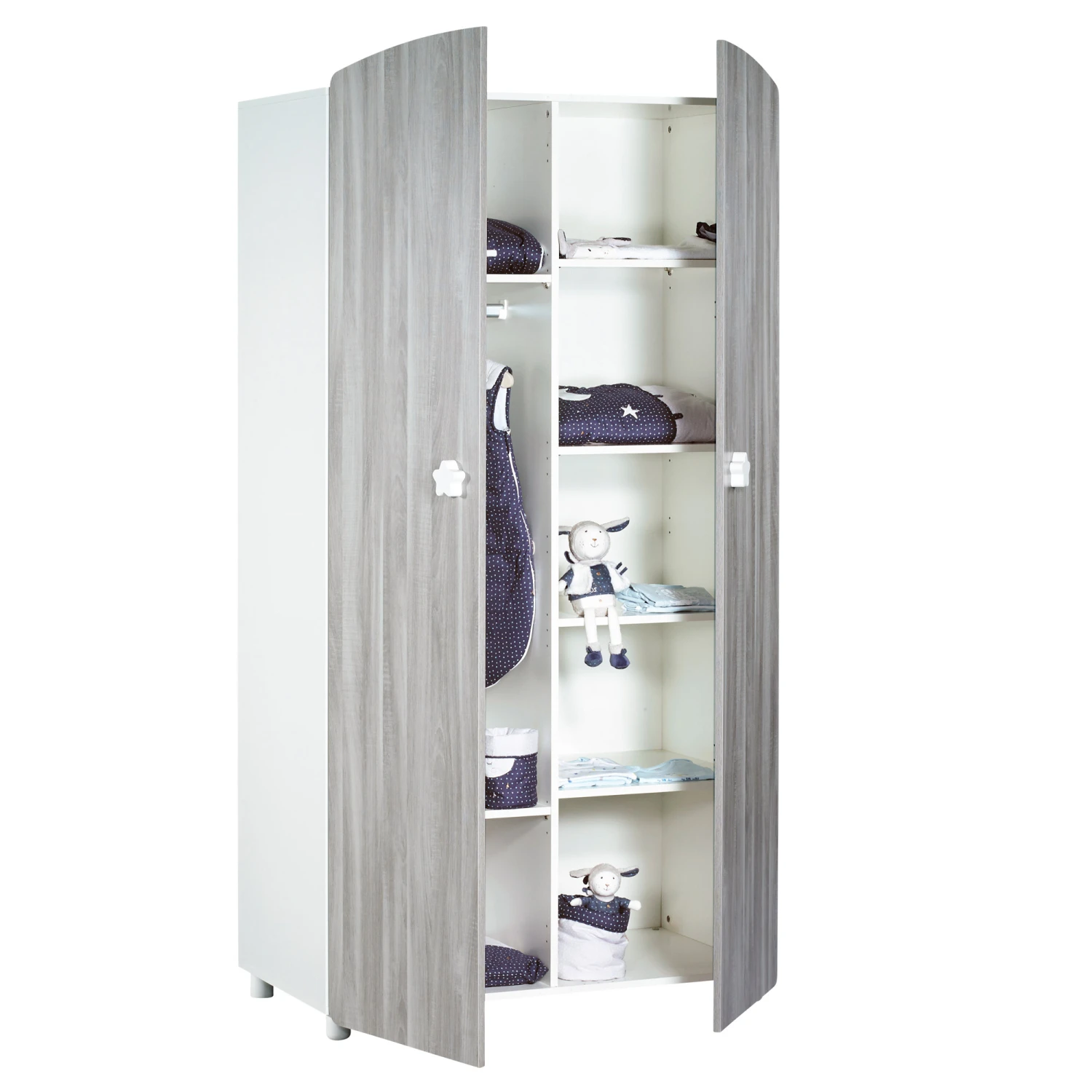 Hugo Armoire 2 Portes Gris / Blanc De Sauthon Baby's Sweet Home 3 Hugo Armoire 2 Portes Gris / Blanc De Sauthon Baby's Sweet Home – Image 3